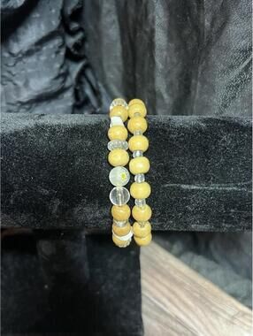 BOHO Wood And Plastic Bead Stack bracelet set